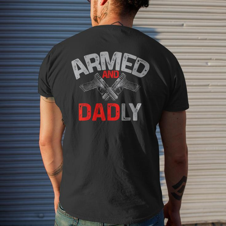 Men Armed And Dadly Deadly Father For Fathers Day Men's Back Print T-shirt Gifts for Him