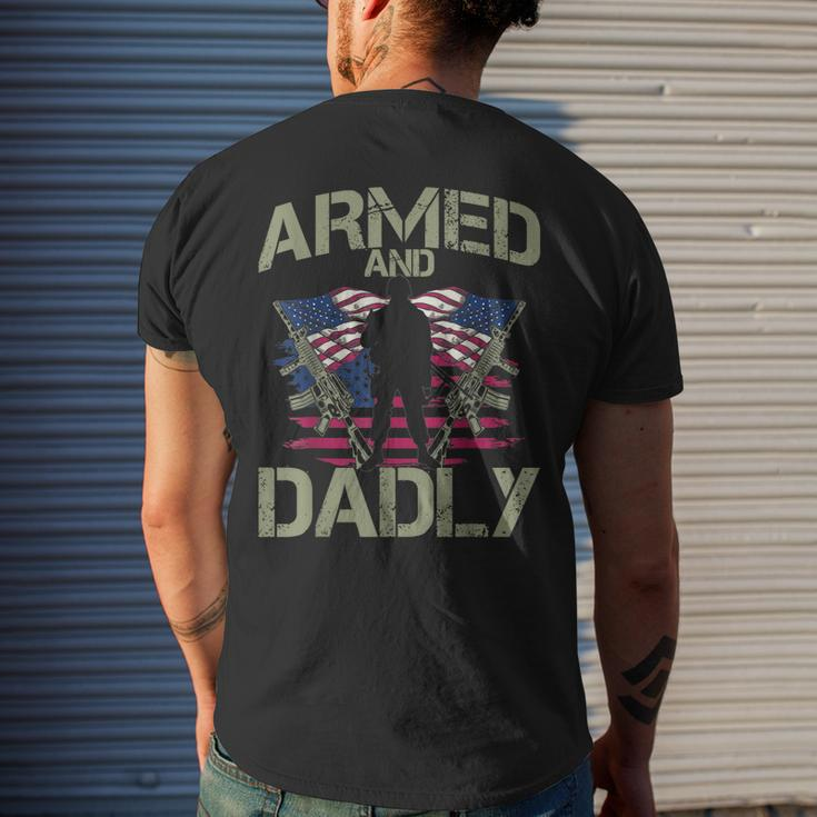 Armed And Dadly Deadly Fathers Day Veteran Usa Flag Men's Back Print T-shirt Gifts for Him