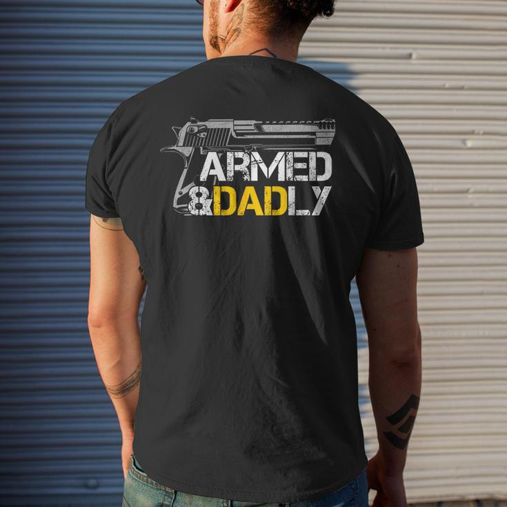 Armed And Dadly Veteran Dad Gun Men's Back Print T-shirt Gifts for Him