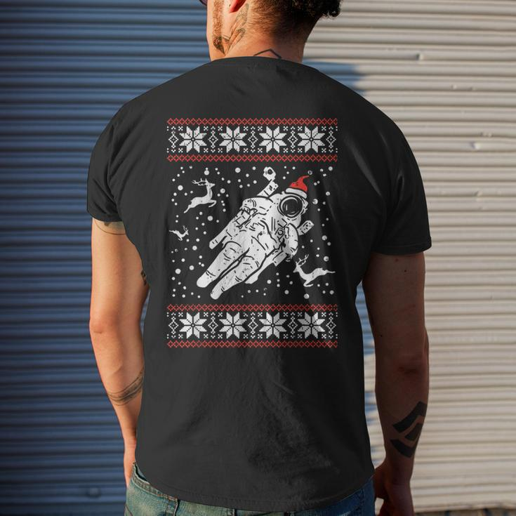 Astronaut Ugly Christmas Sweater Xmas Space Lover Boys Pj Men's T-shirt Back Print Gifts for Him
