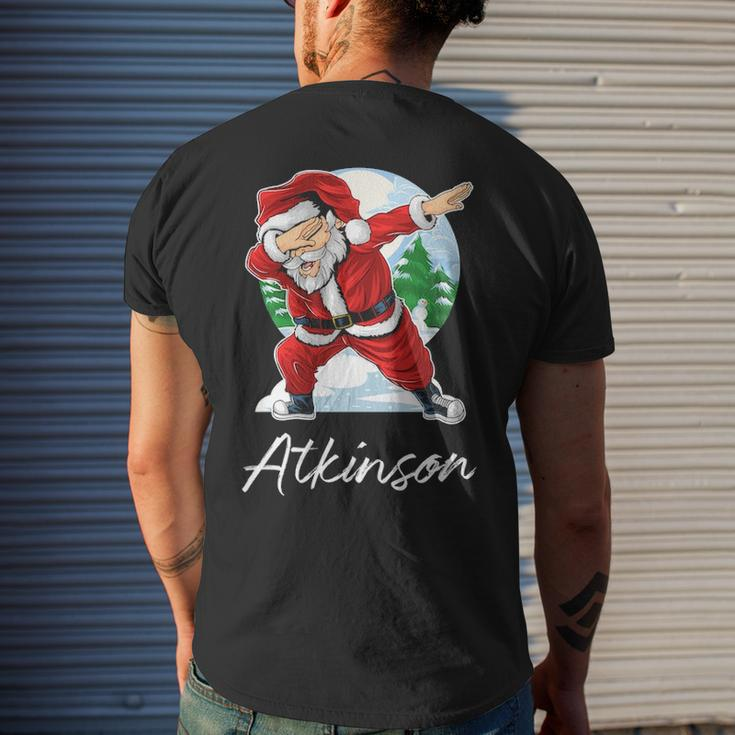 Atkinson Name Gift Santa Atkinson Mens Back Print T-shirt Gifts for Him