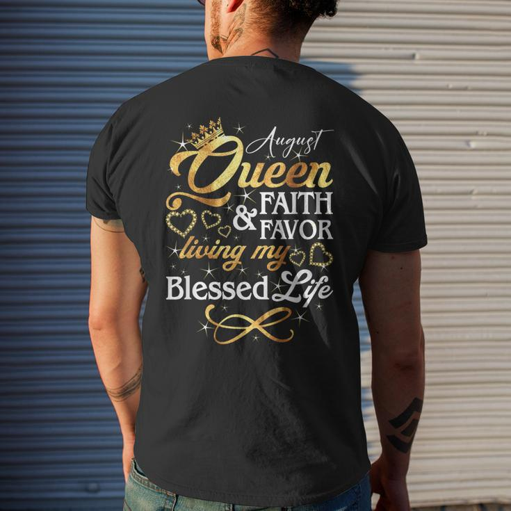 August Queen Living My Blessed Life Birthday Queen Crown Mens Back Print T-shirt Gifts for Him