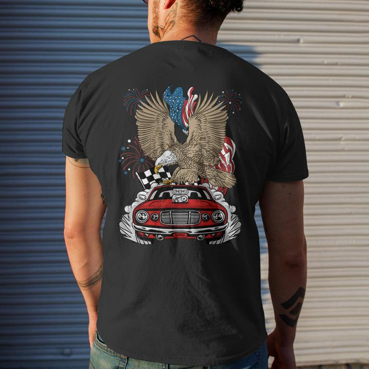 Auto Racing 4Th Of July Eagle Usa Flag Dragster Race Mens Back Print T-shirt Gifts for Him
