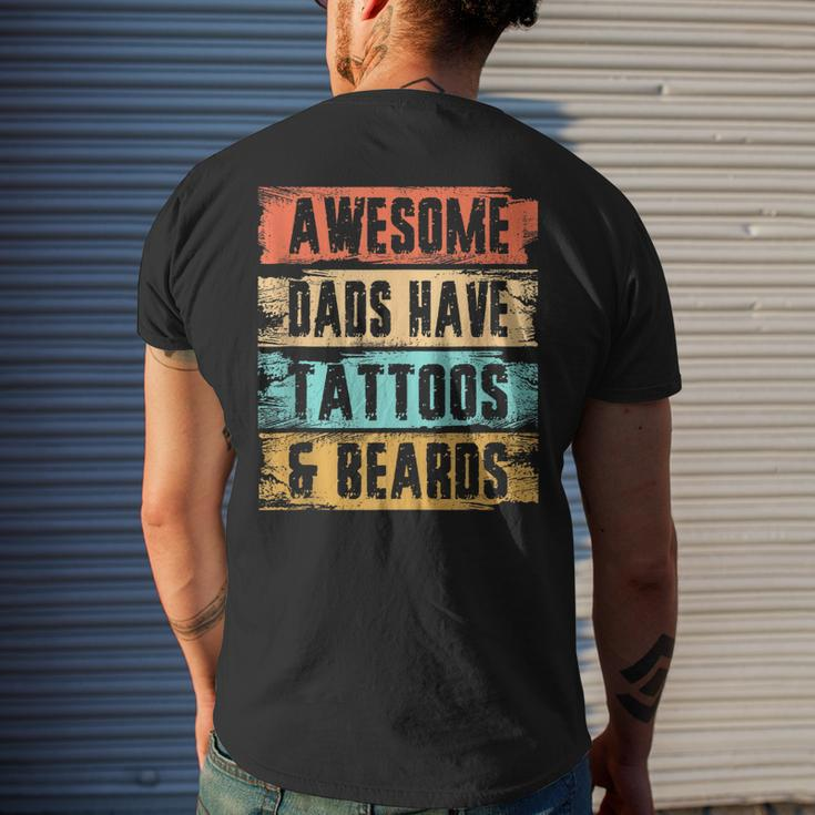 Awesome Dads Have Tattoos And Beards Vintage Fathers Day Men Mens Back Print T-shirt Gifts for Him