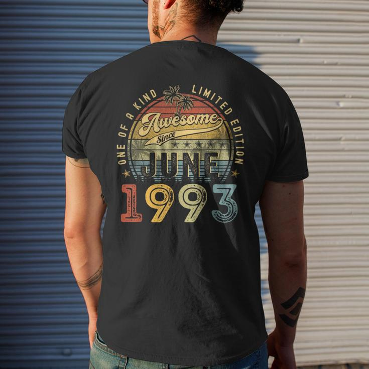 Awesome Since June 1993 Vintage 30Th Birthday Party Retro Mens Back Print T-shirt Gifts for Him