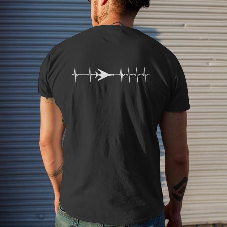 B-1 Lancer Bomber Ecg Heartbeat Airplane Men's T-shirt Back Print Gifts for Him