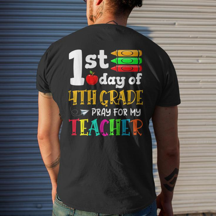Back To School 1St Day Of 4Th Grade Pray For My Teacher Kids Mens Back Print T-shirt Gifts for Him