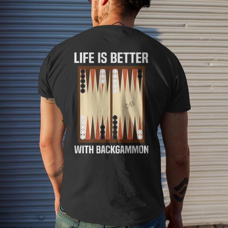 Backgammon Player Board Game Backgammon Men's T-shirt Back Print Gifts for Him
