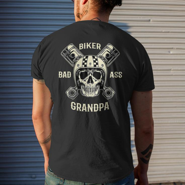 Bad Ass Biker Grandpa Motorcycle Fathers Day Men's Back Print T-shirt Gifts for Him