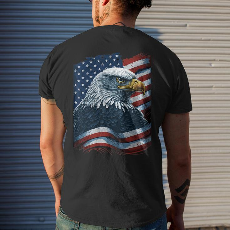 Bald Eagle Proud Patriotic American Us Flag 4Th Of July Men's Back Print T-shirt Gifts for Him