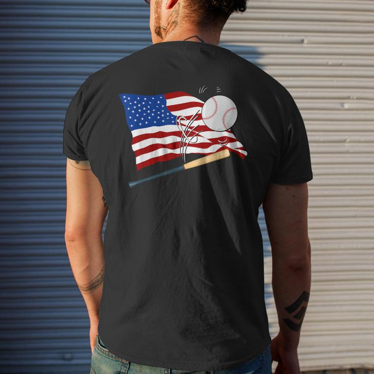Baseball American Flag Baseball Usa Mens Back Print T-shirt Gifts for Him