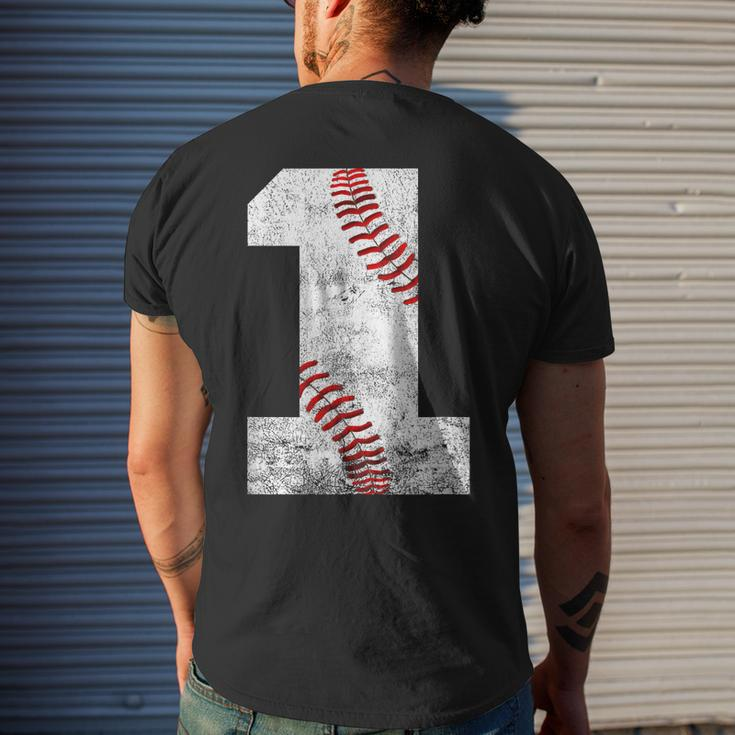 Baseball Jersey Number 1 Vintage 1St Birthday Mens Back Print T-shirt Gifts for Him