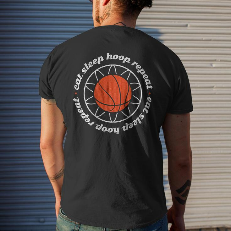 Basketball Motivation - Eat Sleep Hoop Repeat Mens Back Print T-shirt Gifts for Him