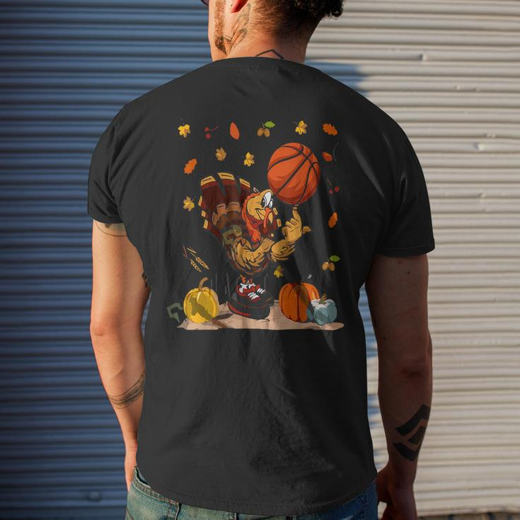 Basketball Player Turkey Day Thanksgiving Sport Men's T-shirt Back Print Gifts for Him