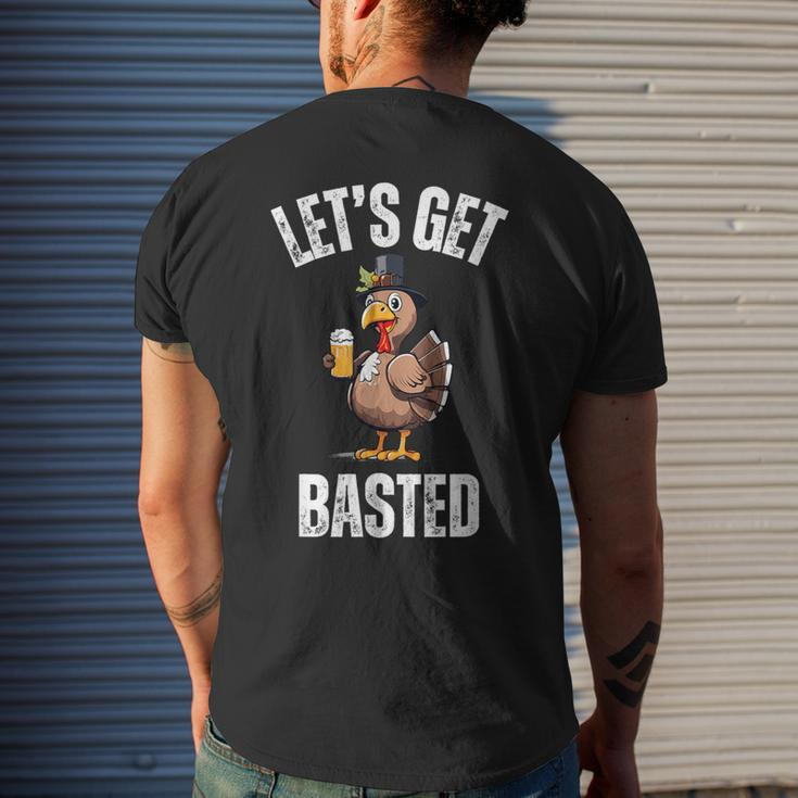 Lets Get Basted Thanksgiving Drinking Turkey Day Men's T-shirt Back Print Gifts for Him