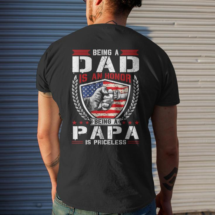 Being Dad Is An Honor Being Papa Is Priceless Usa Flag Daddy Mens Back Print T-shirt Gifts for Him