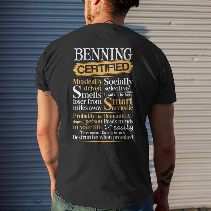 Benning Name Gift Certified Benning Mens Back Print T-shirt Gifts for Him