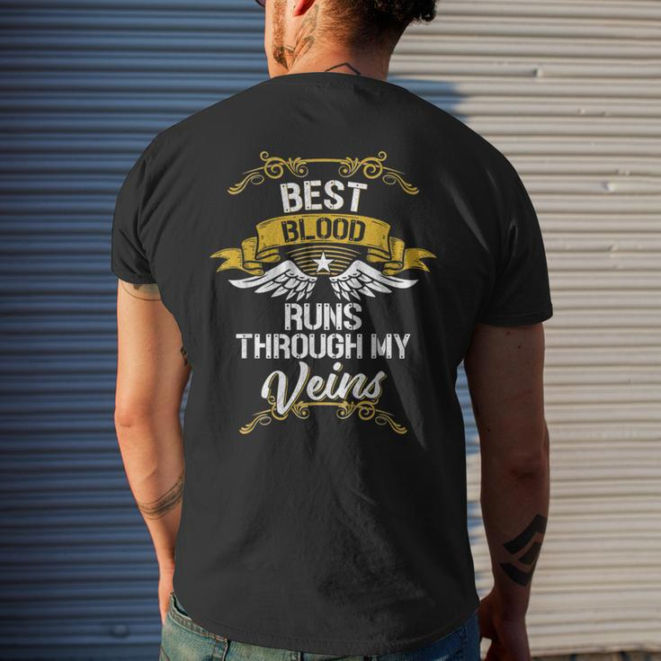 Best Blood Runs Through My Veins Men's T-shirt Back Print Gifts for Him