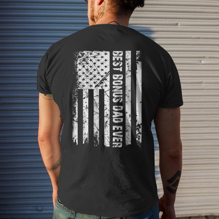 Best Bonus Dad Ever American Flag Father Day Men's Back Print T-shirt Gifts for Him