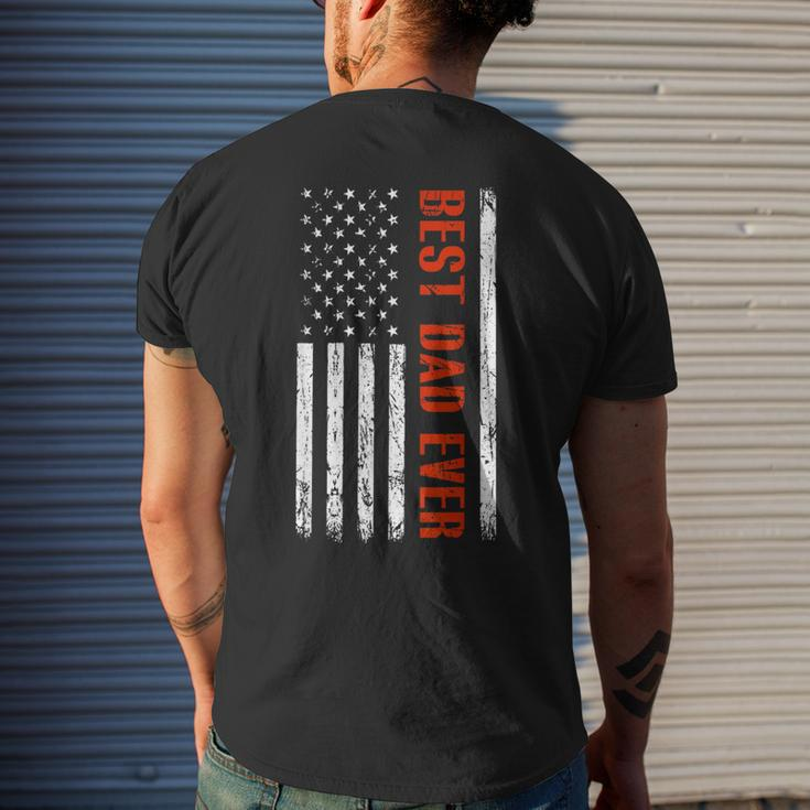 Best Dad Ever With Us Flag American Fathers Day Mens Back Print T-shirt Gifts for Him
