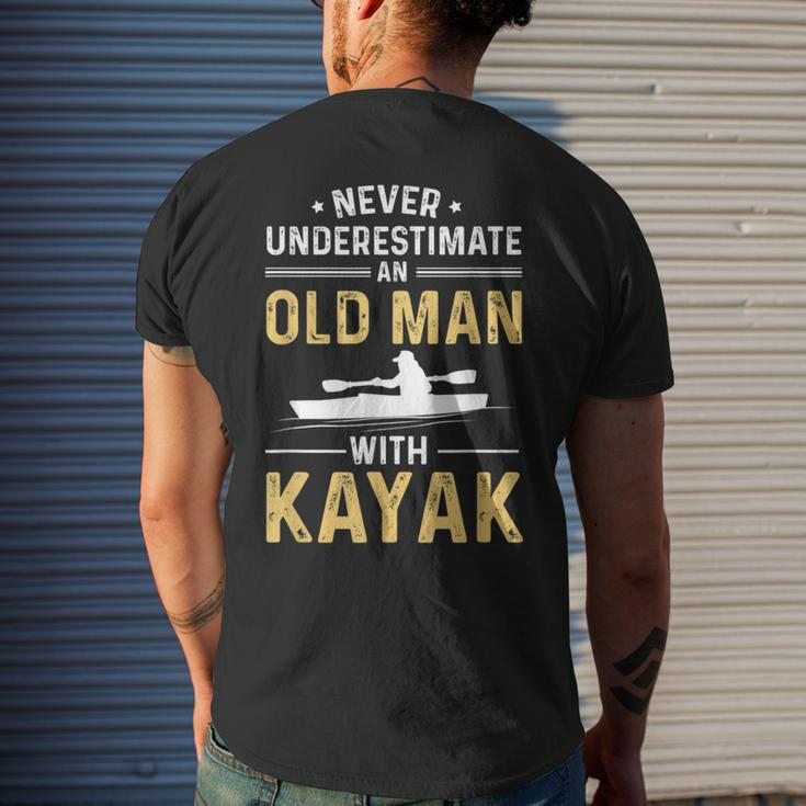Best Kayak Never Underestimate Old Man Men's T-shirt Back Print Gifts for Him