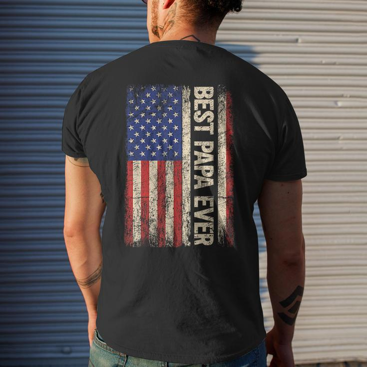 Best Papa Ever Us American Flag Gifts For Fathers Day Men Mens Back Print T-shirt Gifts for Him