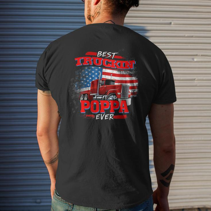 Best Trucking Poppa Ever Truck Driver Fathers Day Gift Mens Back Print T-shirt Gifts for Him