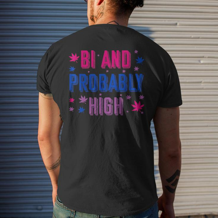 Bi And Probably High Bisexual Pothead Weed Weed Lovers Men's Back Print T-shirt Gifts for Him