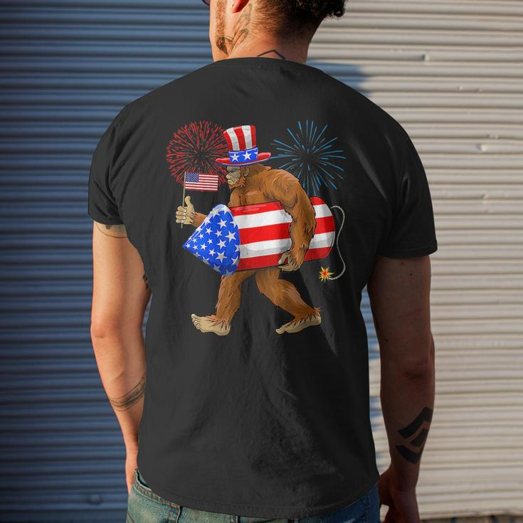 Bigfoot American Flag Funny 4Th Of July Sasquatch Believe Mens Back Print T-shirt Gifts for Him