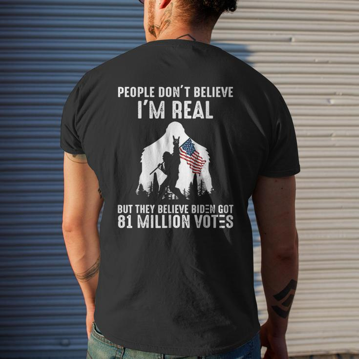 Bigfoot They Believe Bïden Got 81 Million Votes Mens Back Print T-shirt Gifts for Him