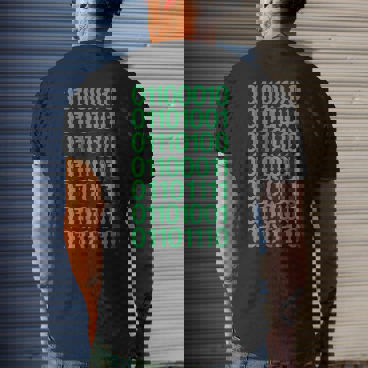 Bitcoin In Binary Code Computer Programming Men's T-shirt Back Print Gifts for Him