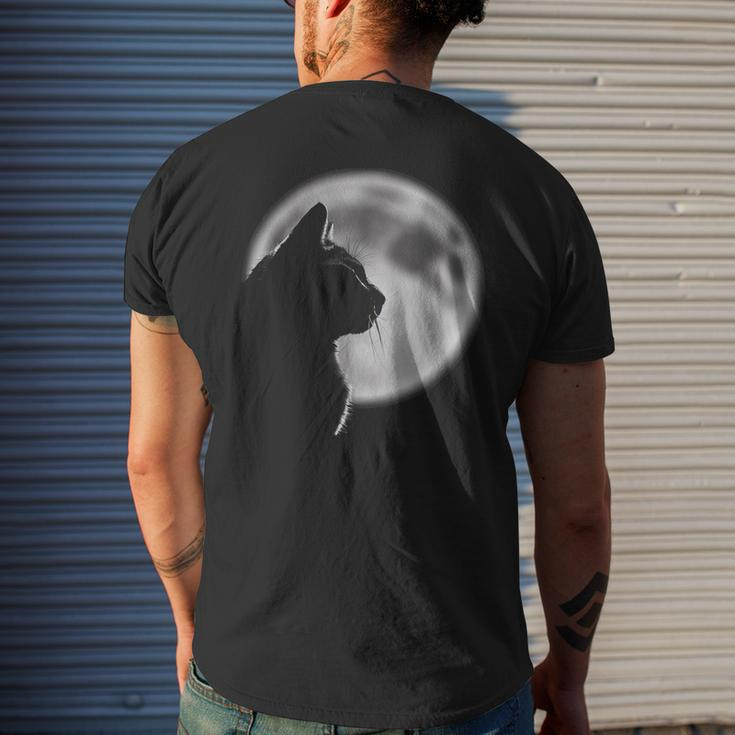 Black Cat In Front Of The Full Moon Moon Funny Gifts Mens Back Print T-shirt Gifts for Him