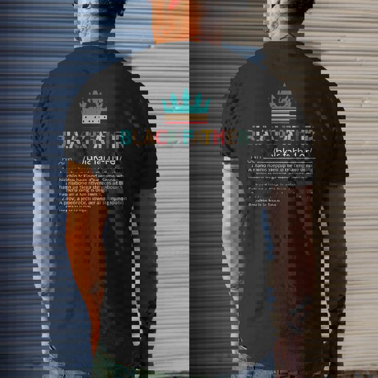 Black Father Noun Fathers Day African American Black Father Mens Back Print T-shirt Gifts for Him