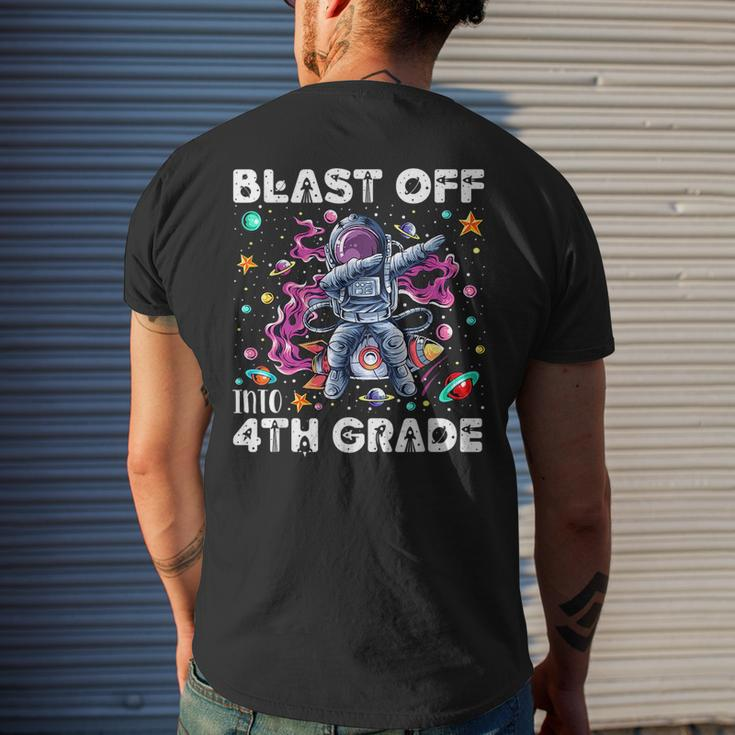 Blast Off Into 4Th Grade First Day Of School Space Rocket Mens Back Print T-shirt Gifts for Him