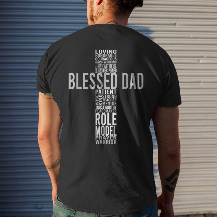 Blessed Loving Dad Cross Inspiration Mens Back Print T-shirt Gifts for Him