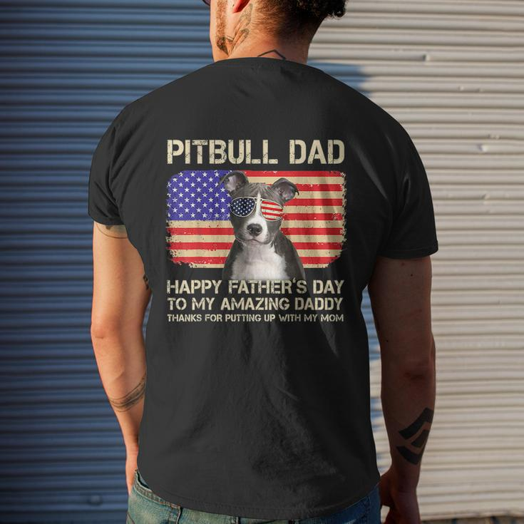 Blue Nose Pitbull Dad Happy Fathers Day To My Amazing Daddy Mens Back Print T-shirt Gifts for Him
