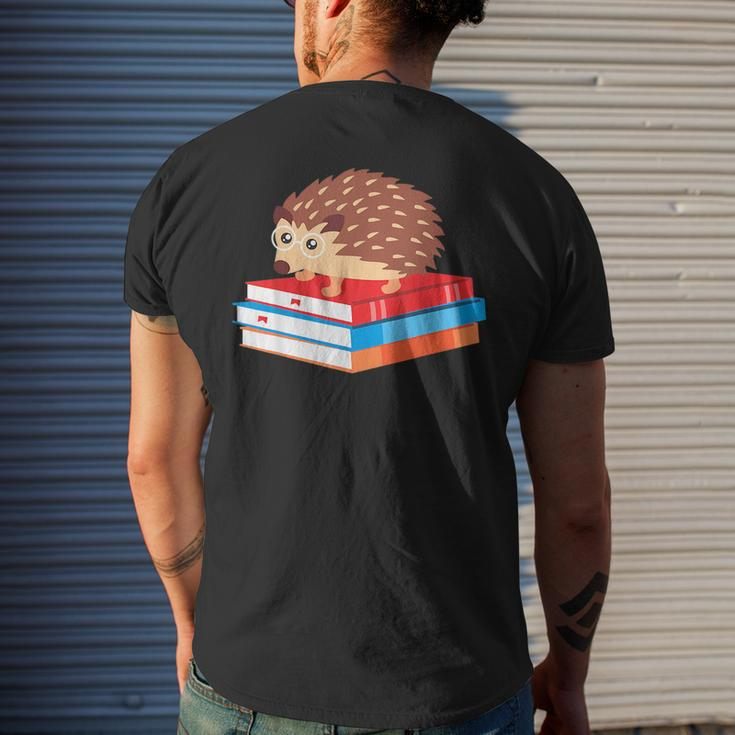 Book Nerd Funny Hedgehog Reading Lover Gift Idea Reading Funny Designs Funny Gifts Mens Back Print T-shirt Gifts for Him