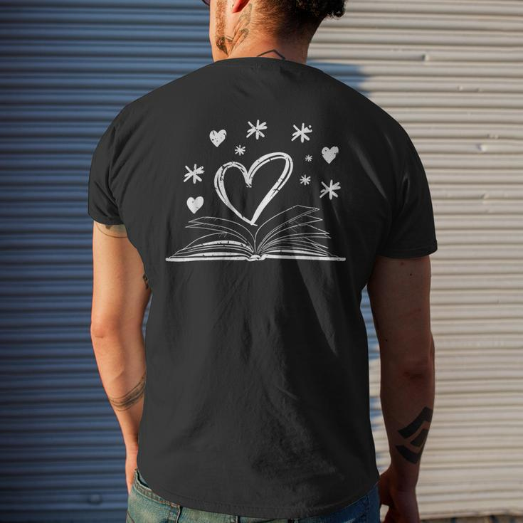 Bookworm Librarian Valentines Day Book Reading Men's T-shirt Back Print Gifts for Him