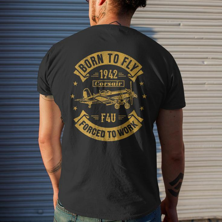 Born To Fly Corsair F4u Ww2 Aircraft Airplane Men's T-shirt Back Print Gifts for Him