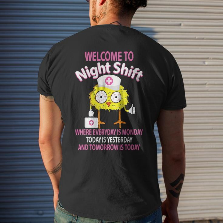 Bsn Lpn Cna Funny Nursing Chick Welcome To Night Shift Nurse Mens Back Print T-shirt Gifts for Him