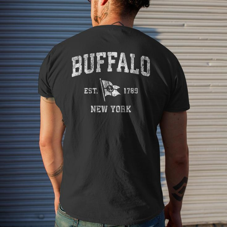 Buffalo New York Ny Vintage Boat Anchor Flag Design Mens Back Print T-shirt Gifts for Him