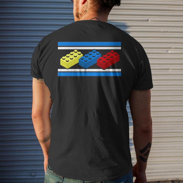 Building Bricks Blocks Master Builder Engineer Construction Men's T-shirt Back Print Gifts for Him