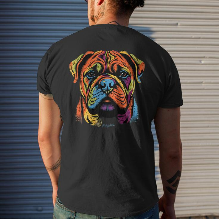 Bullmastiff Mom Or Dad Colorful Puppy Dog Lover Cute Black Mens Back Print T-shirt Gifts for Him
