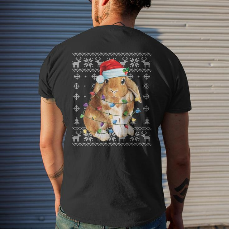 Bunny Rabbit Christmas Ugly Sweater Xmas Tree Decor Men's T-shirt Back Print Gifts for Him