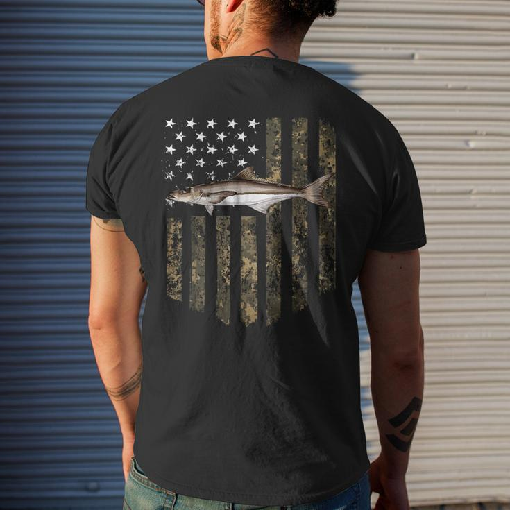 Camo American Flag Cobia Fishing 4Th Of July Men's T-shirt Back Print Gifts for Him