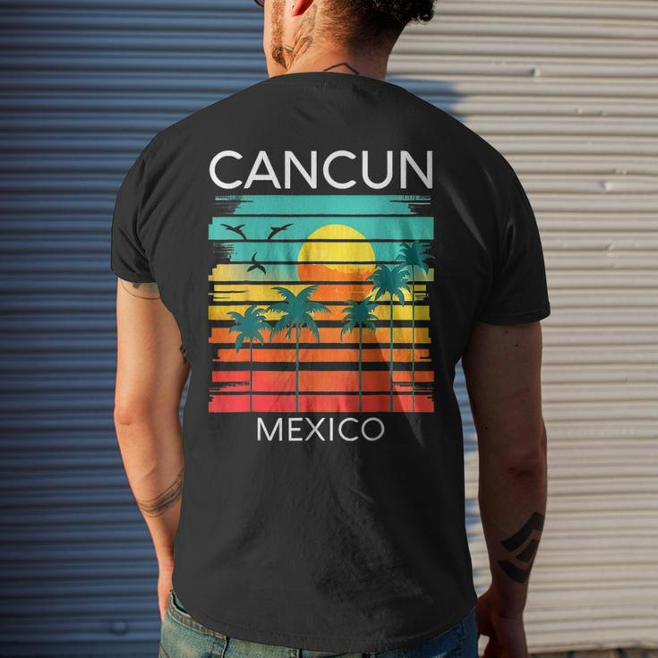 Cancun Mexico Retro Mexican Resort Vacation Summer Trip 2023 Mens Back Print T-shirt Gifts for Him