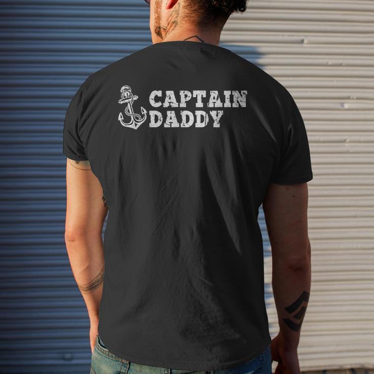 Captain Daddy Sailing Boating Vintage Boat Anchor Funny Mens Back Print T-shirt Gifts for Him