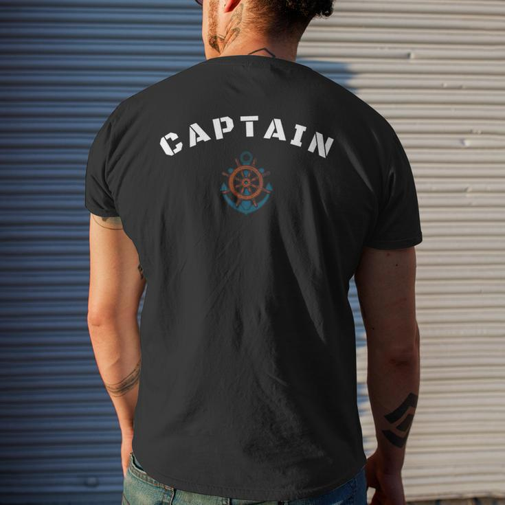Captain Ships Wheel And Anchor Sailing Boat Mens Back Print T-shirt Gifts for Him