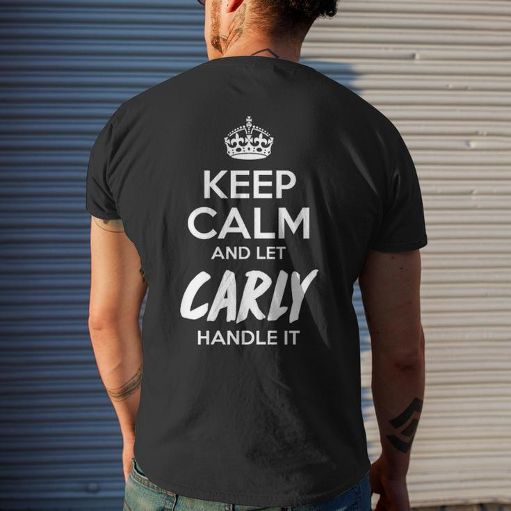 Carly Name Gift Keep Calm And Let Carly Handle It Mens Back Print T-shirt Gifts for Him