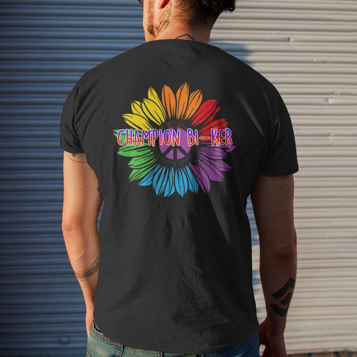 Champion Biker Bisexual Lgbtq Bi Pride Biking Funny Mens Back Print T-shirt Gifts for Him
